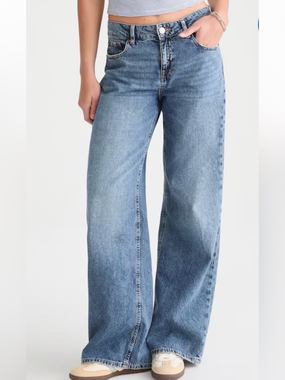 Aeropostale High Rise Wide Leg Blue Baggy Non Stretch Vintage Inspired Jeans